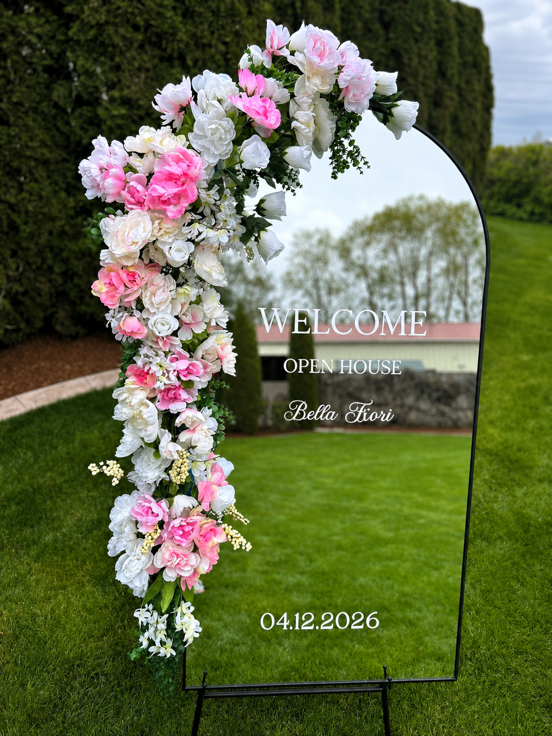 Floral Garland Arched Mirror