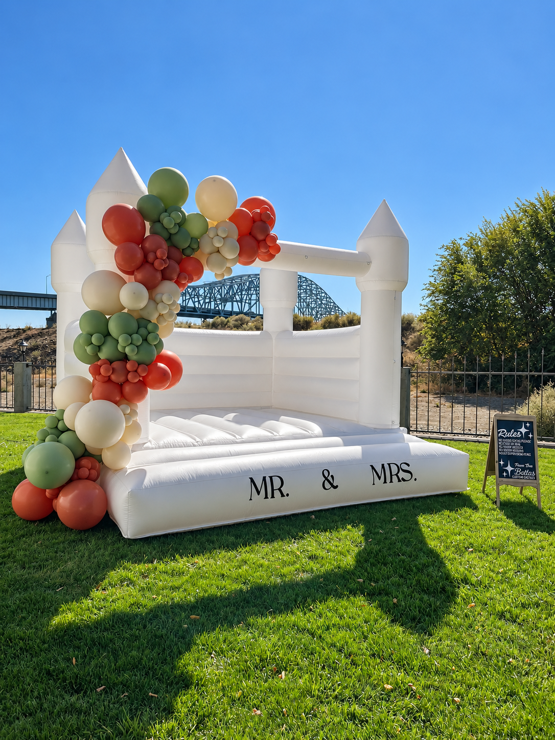 Outdoor Wedding Castle with Balloon Garland